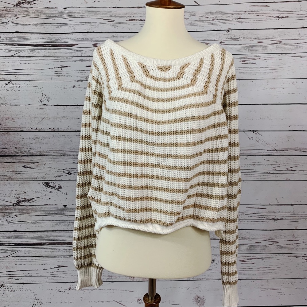 Witchery Striped Cropped Pullover Sweater